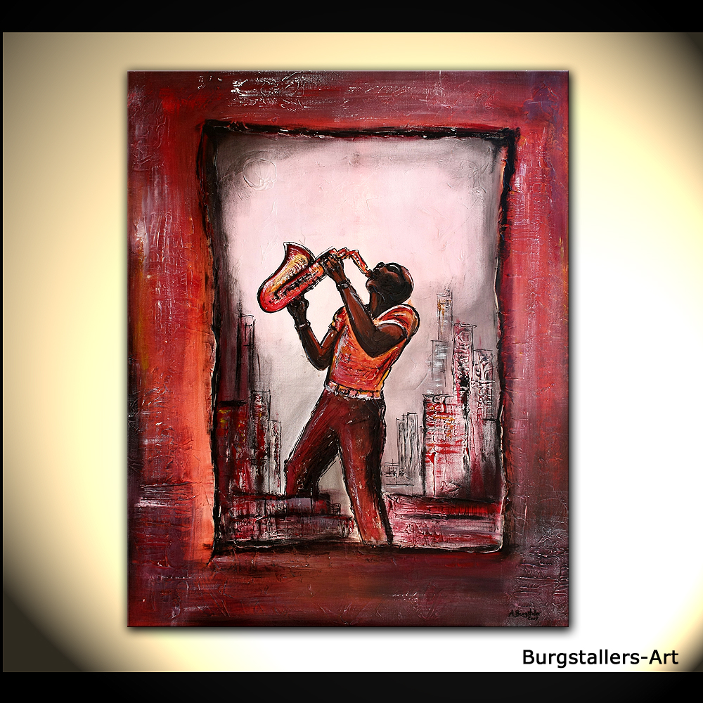 the artist alexandra burgstaller titel saxophonist format 80 x 100 cm 